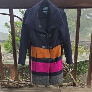 Plenty by Tracy Reese Navy and Multicolor Pea Coat
